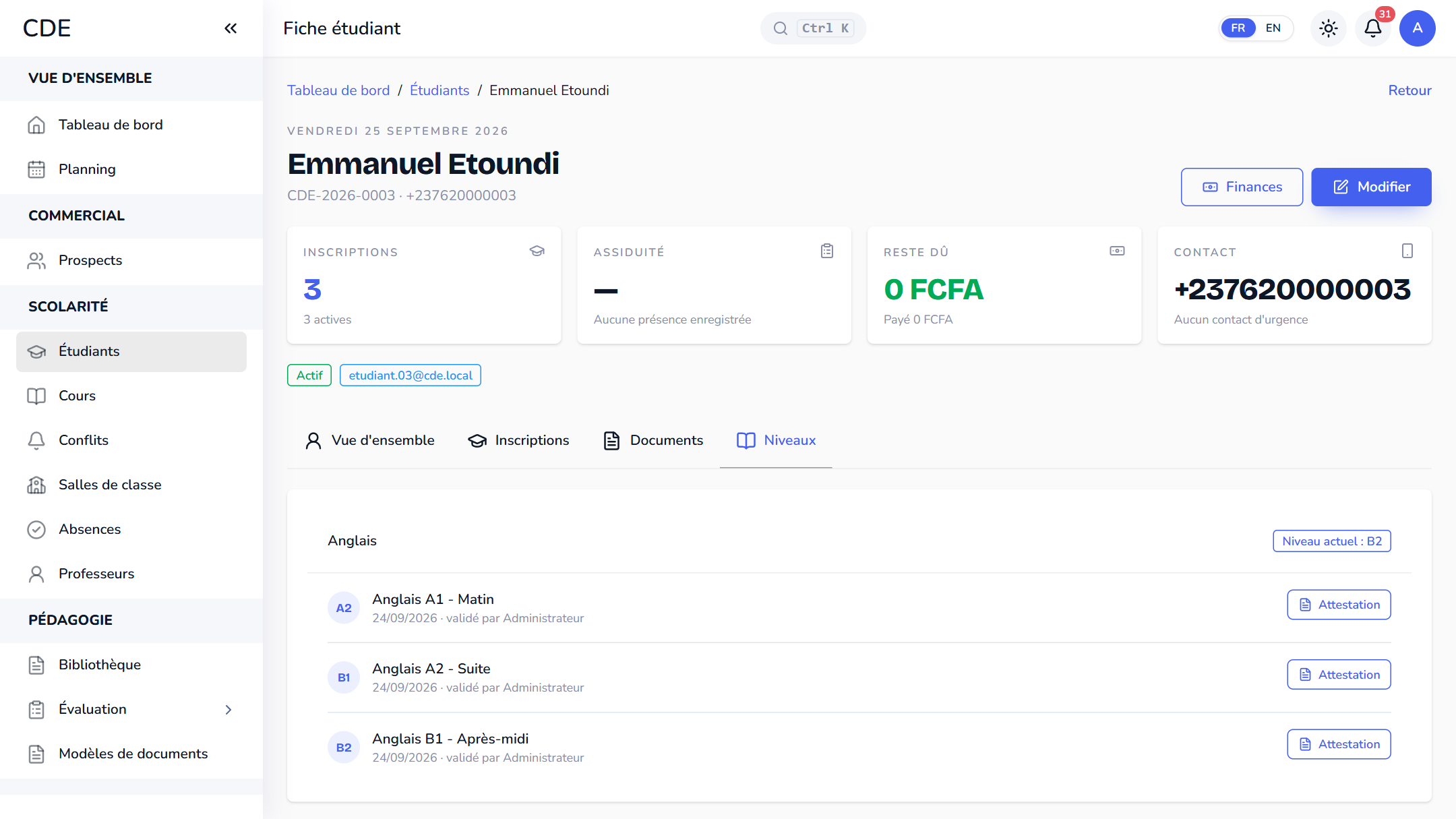 Test en ligne, inscription en un clic